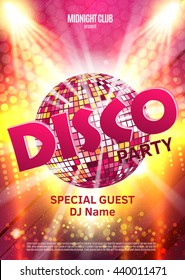 Disco Party Poster. Background Party With Disco Ball.