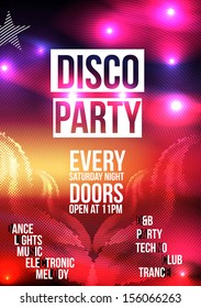 Disco Party Poster Background Template - Vector Illustration