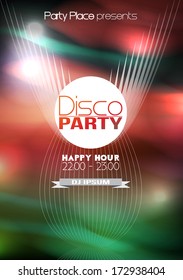 Disco Party Poster Background Template - Vector Illustration