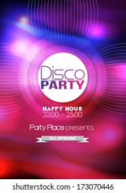 Disco Party Poster Background Template - Vector Illustration