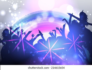 Disco Party Poster Background Template - Vector Illustration