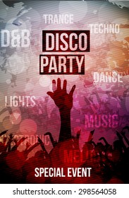 Disco Party Poster Background Template - Vector Illustration