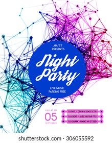 Disco Party Poster Background Template - Vector Illustration