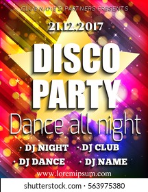 Disco Party Poster Background Template. Festival Vector mockup. DJ poster design. DJ background. Vector illustration
