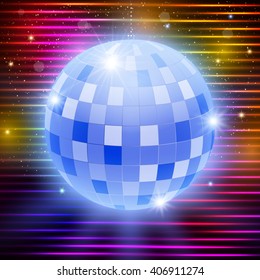Disco party poster with mirror ball. Vector illustration