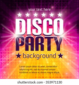 Disco party poster with place for text. Colorful halftone background. Disco poster. Disco background. Dance party. Disco Party Flyer. Vector Illustration