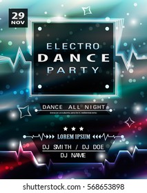 Disco party poster template. Modern layout for your design.
