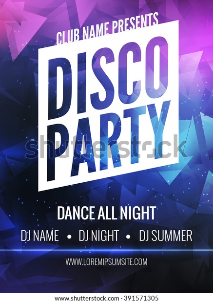 Disco Party Poster Template Night Dance Stock Vector (Royalty Free ...