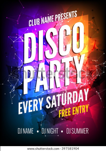 Disco Party Poster Template Night Dance Stock Vector (Royalty Free ...