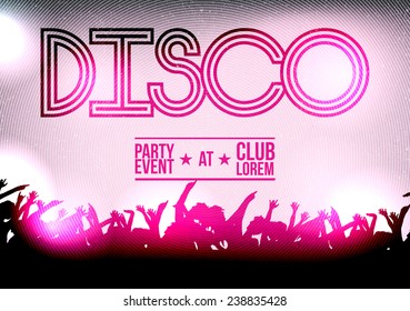 Disco Party Poster Template - Vector Illustration