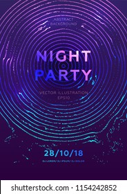 Disco party poster vector template with liquid flow particles background for music event flyers, banners and posters. Eps10 vector illustration