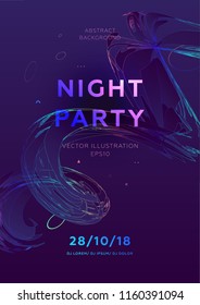 Disco party poster vector template with liquid geometric shape background for music event flyers, banners and posters. Eps10 vector illustration