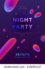Disco party poster vector template with liquid flow particles bubbles background for music event flyers, banners and posters. Eps10 vector illustration