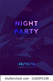 Disco party poster vector template with abstract geometric shapes background for music event flyers, banners and posters. Eps10 vector illustration