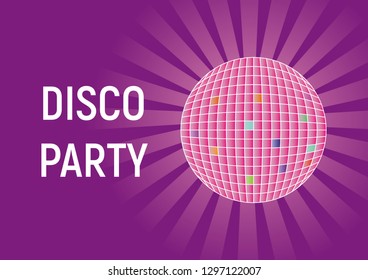 Disco party purple bright background. Disco ball with rays for flyer or poster design promo. - Powered by Shutterstock - Get 15% off with code: PIKWIZARD15