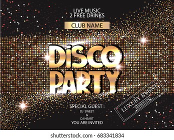 Disco party shiny banner. Vector illustration