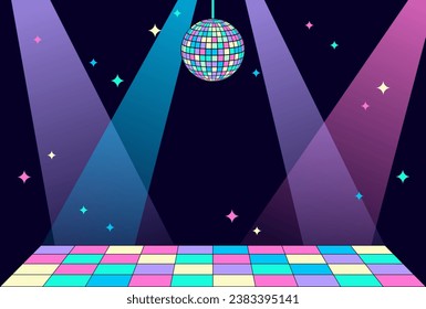 disco party vector background with spotlight on stage for banners, cards, flyers, social media wallpapers, etc.