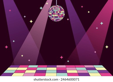 disco party vector background with spotlight on stage for banners, cards, flyers, social media wallpapers, etc.