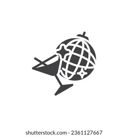 Icono vector disco. signo plano relleno para concepto móvil y diseño web. Icono de bola de disco y glifo de cóctel. Símbolo, ilustración del logotipo. Gráficos vectoriales