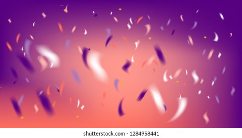 Disco party vector pink violet background with foil confetti