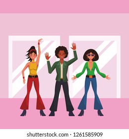 Disco people cartoon
