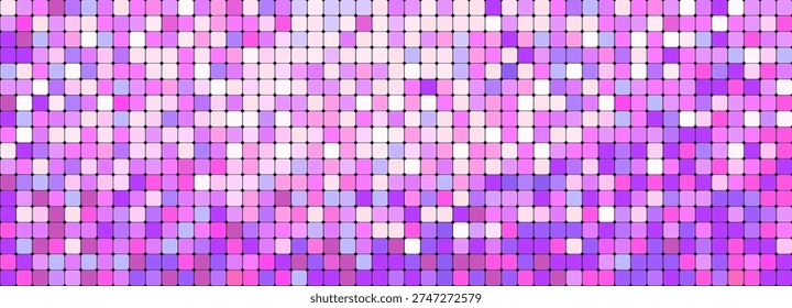 Disco pink sequin gold rose sparkle mosaic background. Retro glam disco ball shine and glitter texture bg. Shining halftone wallpaper, pop up sparkling glitter backdrop