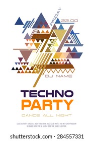 Disco poster. Abstract triangle background