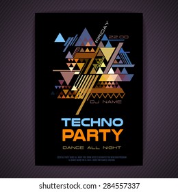 Disco poster. Abstract triangle background