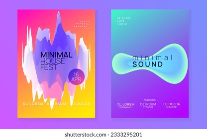 Disco Poster. Bright Neon Event. Fun Art For Invitation. Elegant Background For Set Concept. Techno And Concert Layout. Purple And Turquoise Disco Poster