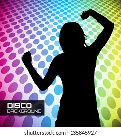 Disco poster with dancer silhouette