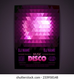 Disco poster. geometric triangle background