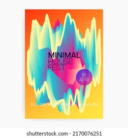 Disco Poster. Indie Electro Party. Dance And Show Vector. Linear Glitch For Cover. Geometric Background For Presentation Concept. Pink And Blue Disco Poster