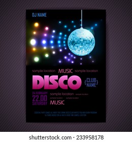 Disco poster neon background