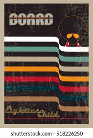 Disco poster with retro design elements. Vector illustration.