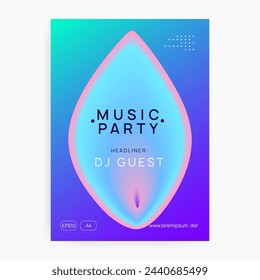 Cartel de Disco. Sonido Y Mostrar Forma. Patrón Mínimo Para El Vector De Presentación. Efecto Jazz Para Set. Banner de Indie Techno. Póster De Disco Rosa Y Azul