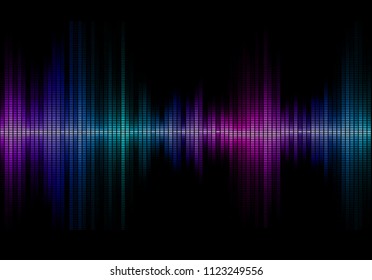 Disco Rainbow Colored Music Sound Waves For Equalizer Or Waveform Design, Vector Illustration Of Musical Pulse