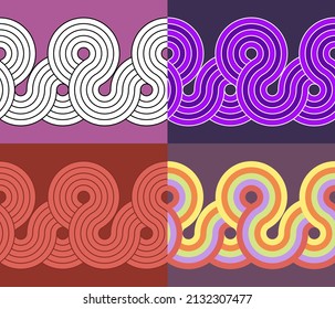 Disco retro seamless long horizontal pattern, Vector design