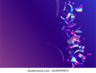 Disco Ribbon. Carnival Background. Digital Tinsel. Birthday Glitter. Isolated Paper. Glare Holographic Explosion. Light Template. Blue Retro Burst. Purple Disco Ribbon