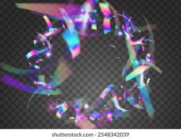 Disco Ribbon. Foil Texture. Rainbow Tinsel. Glare Christmas Serpentine. Digital Design. 3d Effect. Carnaval Background. Blue Laser Burst. Purple Disco Ribbon