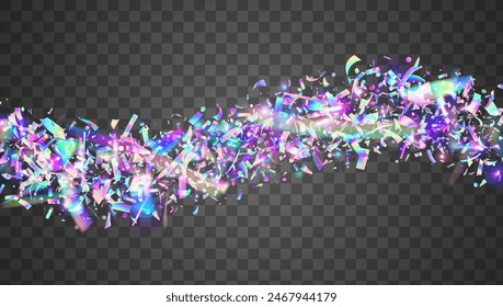 Disco Ribbon. Glare Holographic Explosion. Light Template. Explosion Burst. Surprise Design. Digital Flag. Blue Retro Confetti. Party Glitter. Purple Disco Ribbon