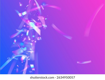 Disco Ribbon. Unicorn Tinsel. Festive Confetti. Retro Christmas Illustration. Celebrate Glitter. Blue Laser Effect. Art Concept. Rainbow Paper. Pink Disco Ribbon