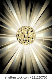 Disco sphere in gold color - vector illustration