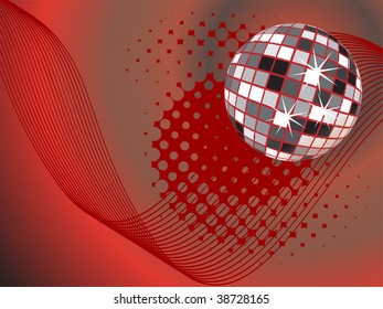 disco sphere on abstract background - vector