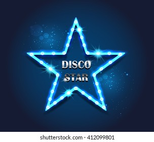disco star lights neon lamps, vector background