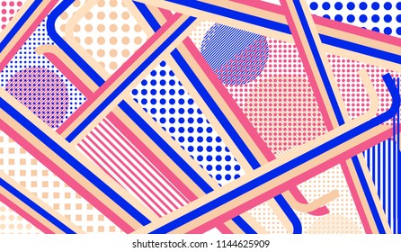 Disco style background. Memphis pattern.