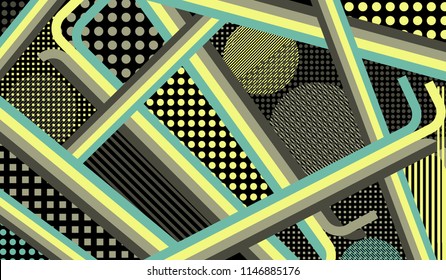 Disco style background. Memphis pattern.