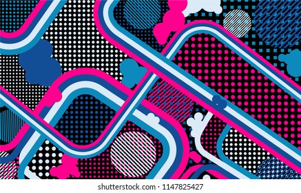 Disco style background. Memphis pattern.