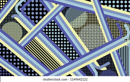 Disco style background. Memphis pattern.