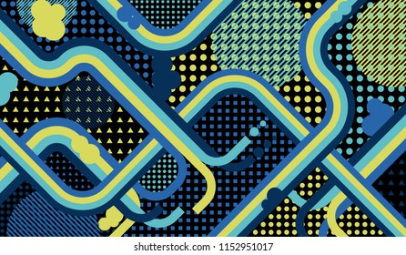 Disco style background. Memphis pattern.