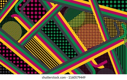 Disco style background. Memphis pattern.